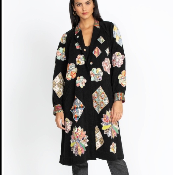 Johnny Was Glinda Applique Jacket Quilted Patchwork Black Size L - Picture 1 of 13